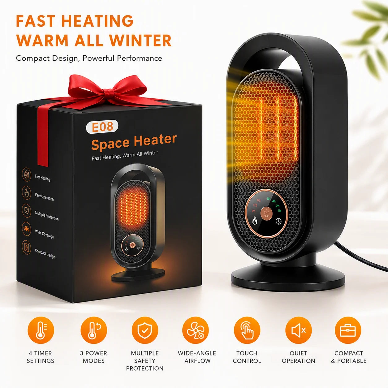 Portable Ceramic Space Heater for Desk and Bedroom - 1