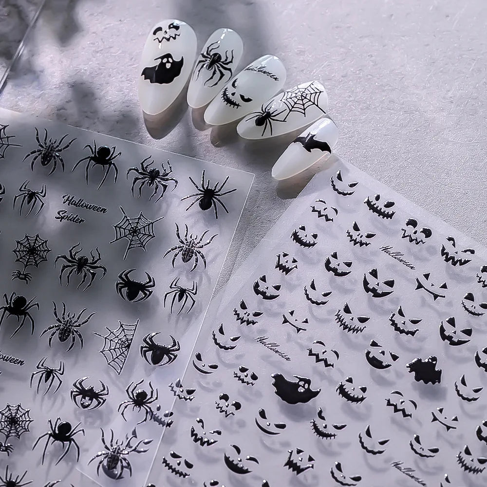 5D Halloween Spider Nail Art Stickers for Spooky Manicures