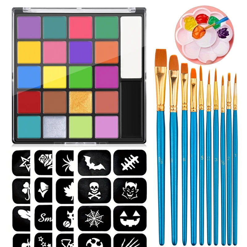 22-Color Professional Oil-Based Face and Body Painting Palette - 18