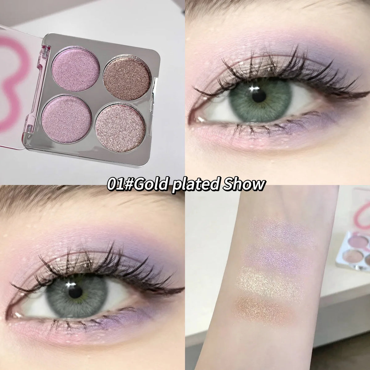 4-Color Shimmer Eyeshadow Palette for Sparkling Fairy Eye Looks