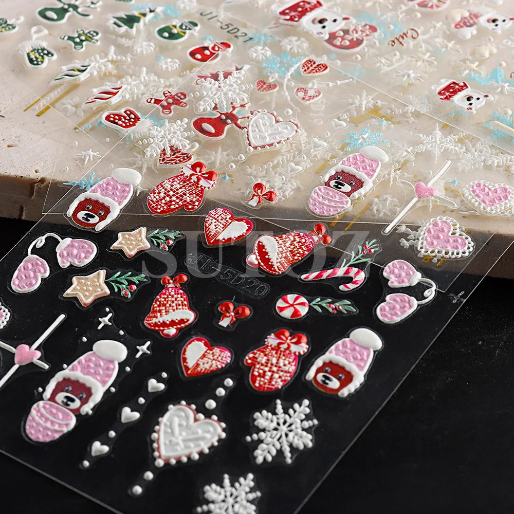 5D Embossed Christmas Nail Art Stickers - 14