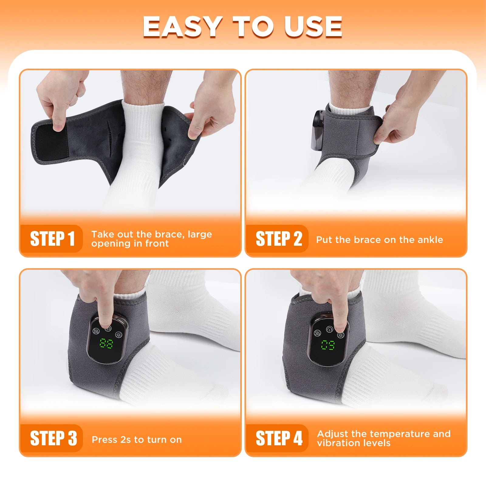 Heated Ankle Massager with Vibration Therapy - 11