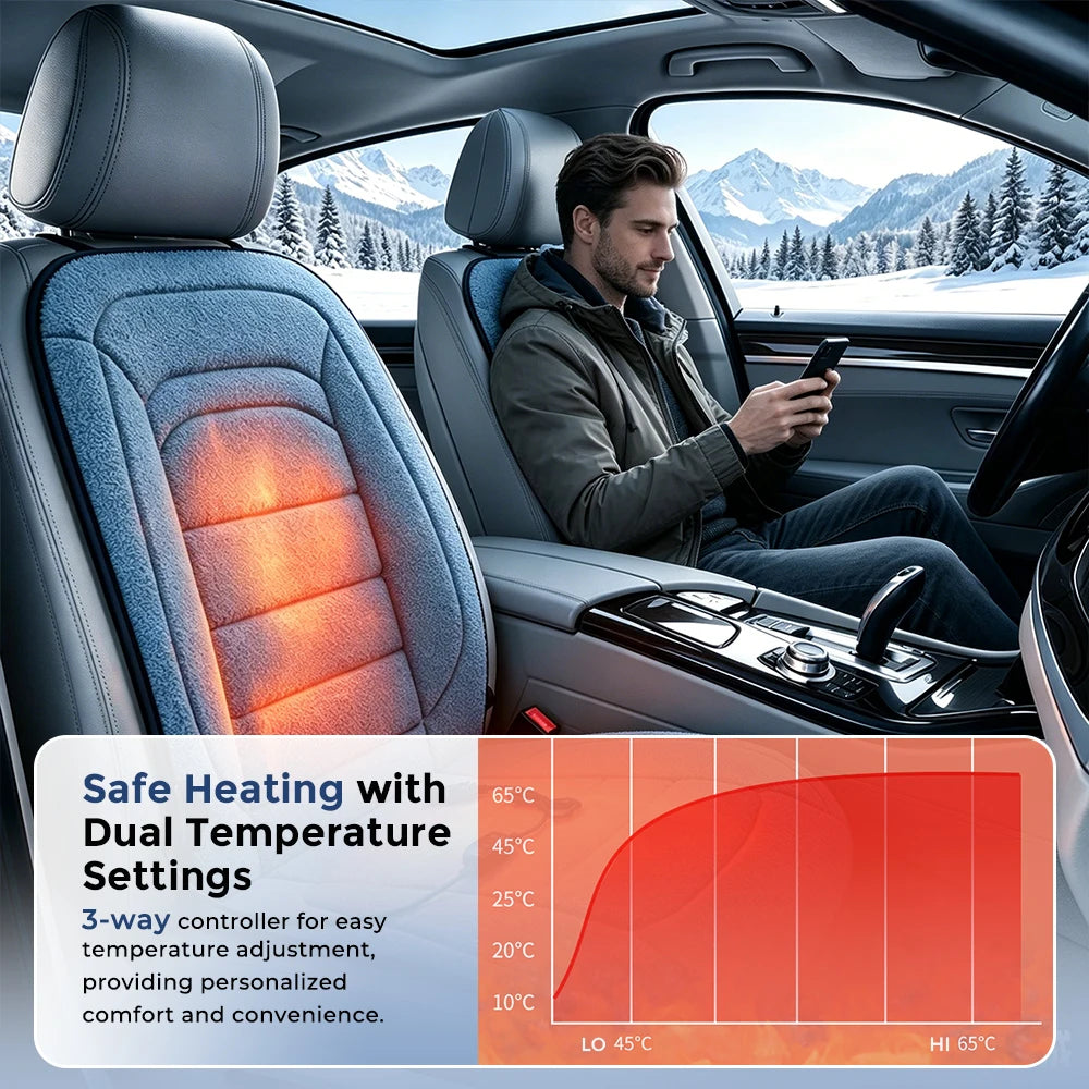 Heated Lambswool Car Seat Cushion for Winter Driving