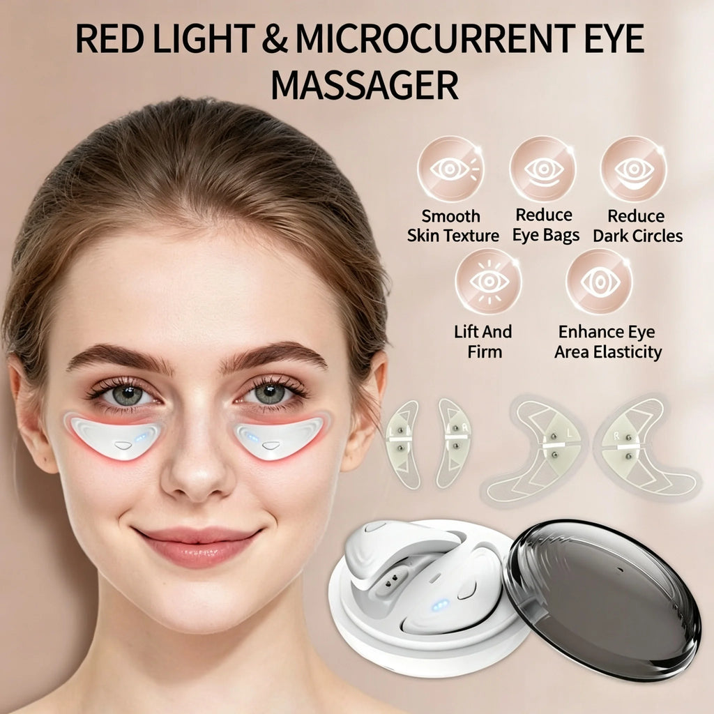 Red Light Microcurrent Under Eye Massager for Dark Circles