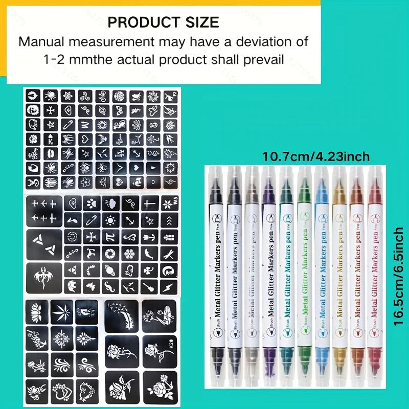 Temporary Body Art Tattoo Marker Pen Set