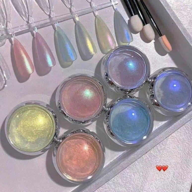 Aurora Holographic Chrome Nail Powder Pigment Set