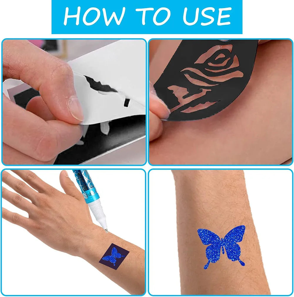 Temporary Glitter Tattoo Art Kit for Kids and Parties