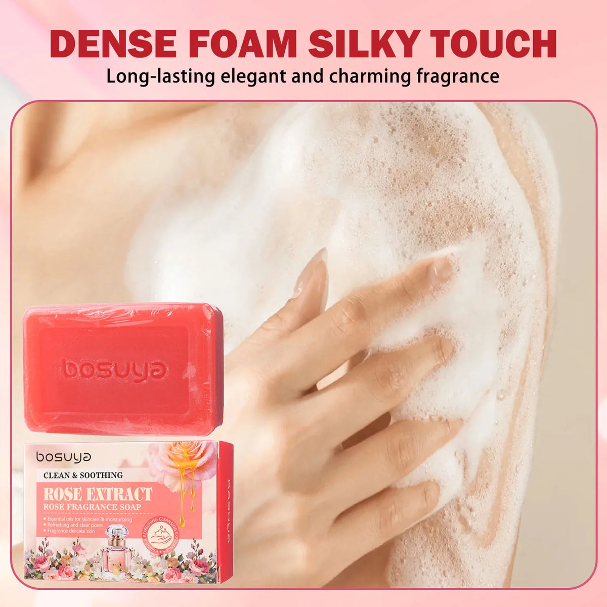 Hydrating Rose Essence Bar Soap for Gentle Skin Cleansing