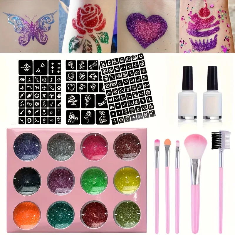 Glitter Temporary Tattoo Kit for Parties and Events - 6