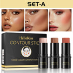 3-Piece Cream Contouring and Highlighting Makeup Stick Set