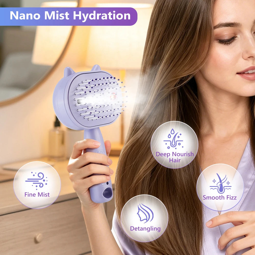 3-in-1 Hydrating Steam Hair Brush and Scalp Massager - 3