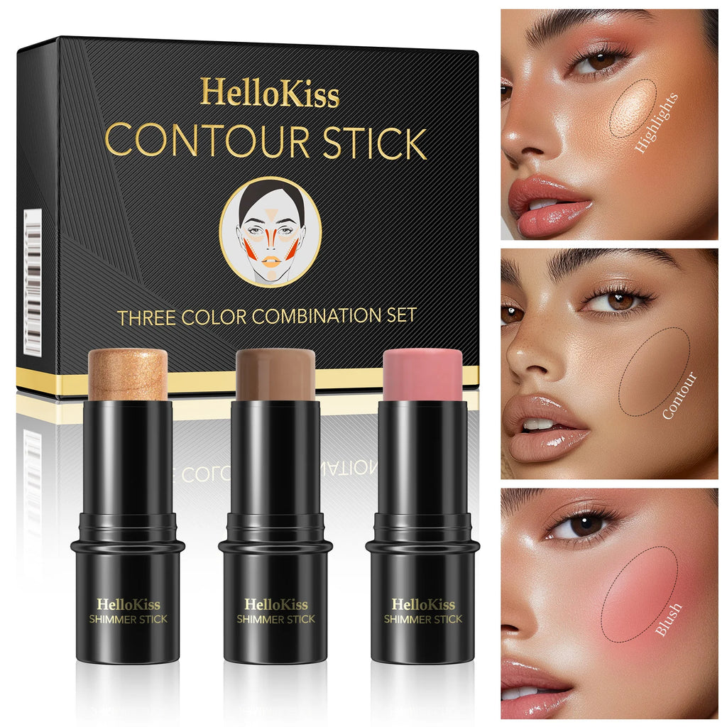 3-Piece Cream Contouring and Highlighting Makeup Stick Set