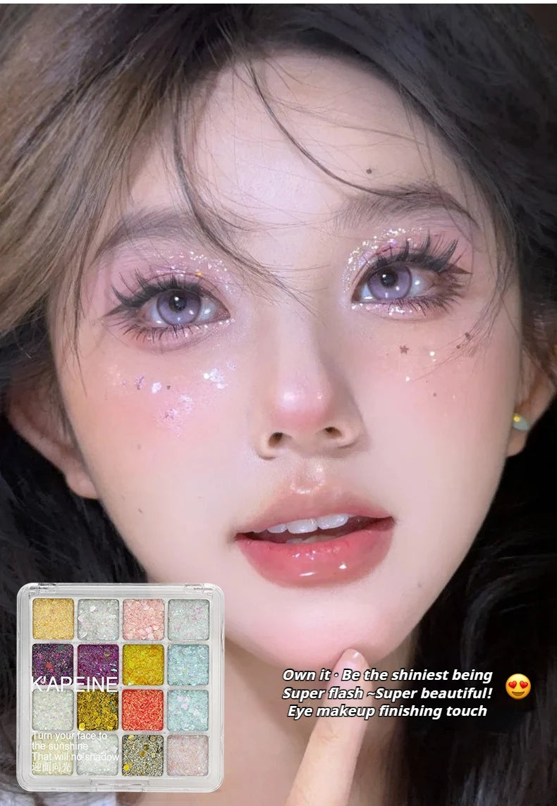 Glitter Sequin Eyeshadow Palette for Festivals and Parties - 12