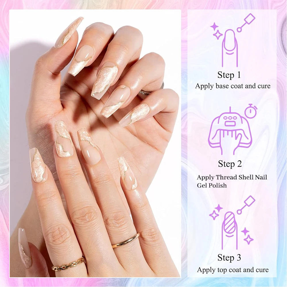 Pearl Shell Thread Gel Nail Polish for UV and LED Lamps - 6