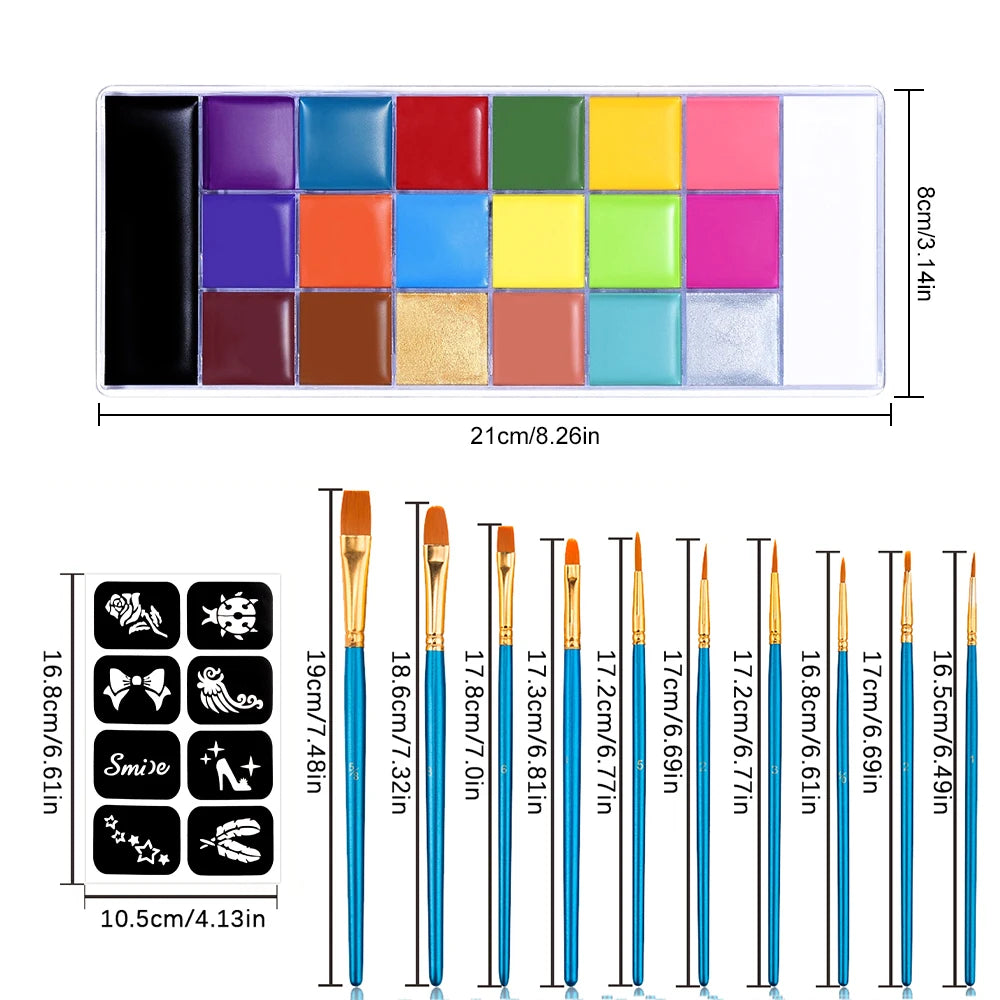 20-Color Professional Face and Body Paint Palette
