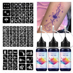 Temporary Tattoo Ink Kit with Stencils for DIY Body Art