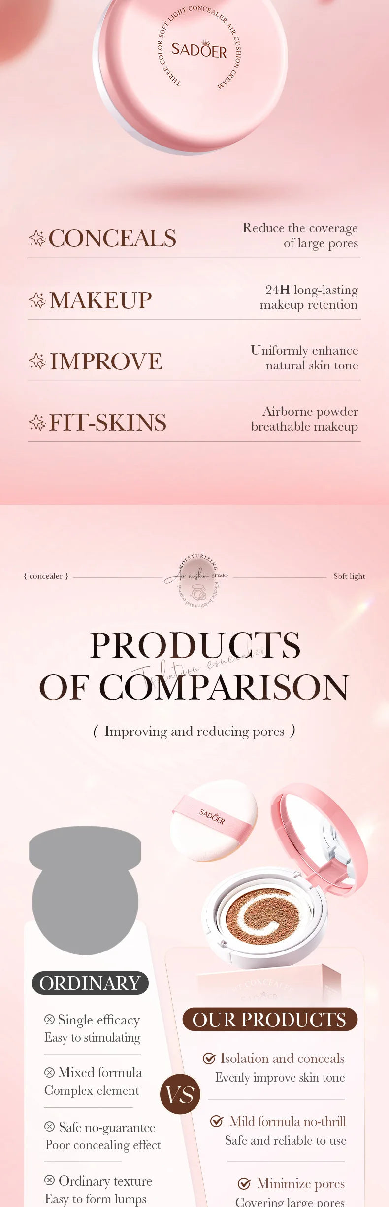 Three-Color Brightening Concealer Cushion Foundation - 9