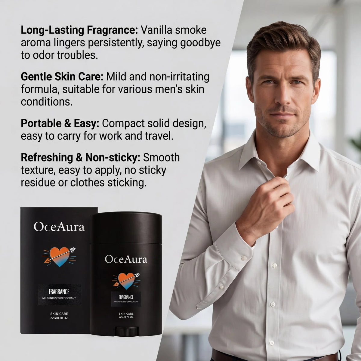 Long-Lasting Men's Natural Deodorant Stick