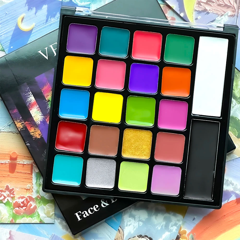 22-Color Professional Face and Body Paint Palette for Costumes - 18