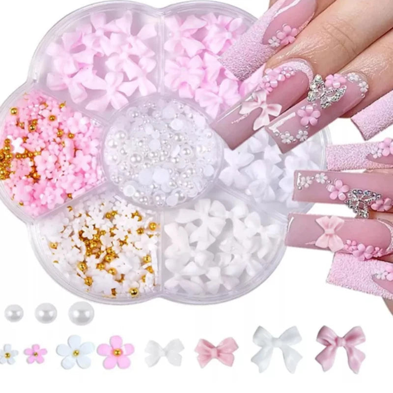 3D Bow and Flower Nail Art Decoration Set