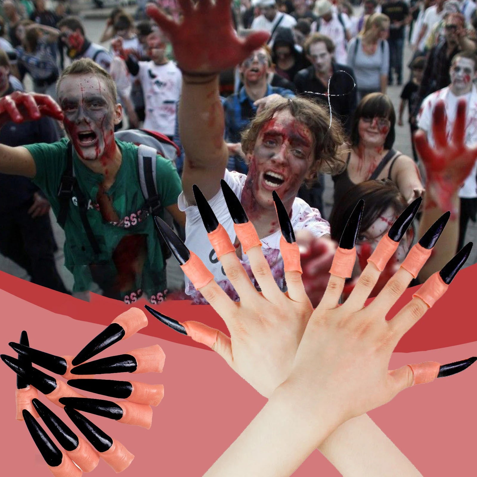 Scary Witch Claw Finger Nails for Halloween Costumes - 1
