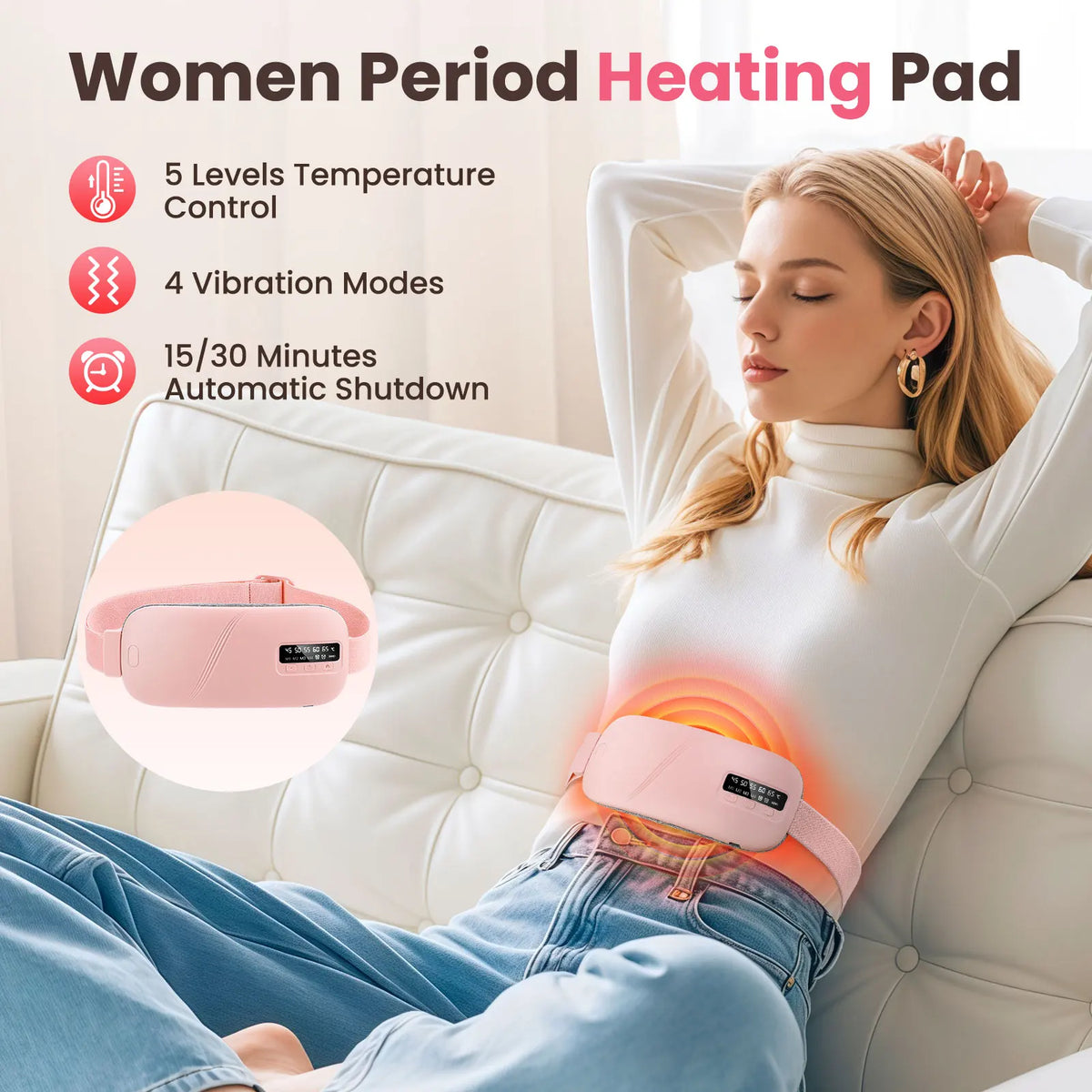 Portable Heated Massage Belt for Menstrual Cramp Relief