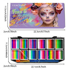 12-Color Rainbow Face and Body Paint Palette for Kids and Parties