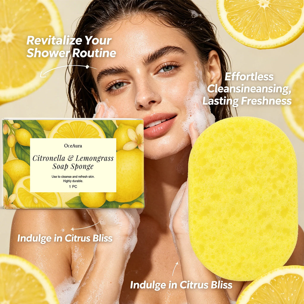 Exfoliating Lemongrass Bath Sponge for Deep Skin Cleansing