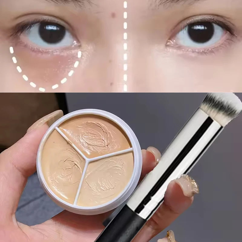 3-Color Cream Concealer Palette for Flawless Coverage