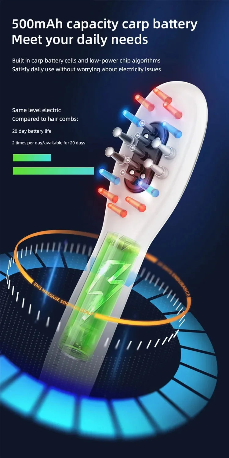 Electric EMS Scalp Massager and Hair Growth Comb