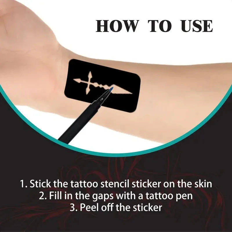 Temporary Tattoo Marker Pen Set with Stencils
