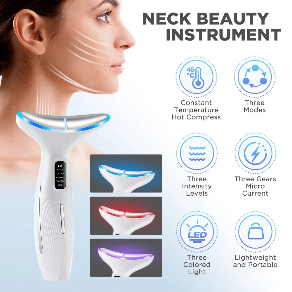 LED Facial and Neck Skin Tightening Massage Device - 2