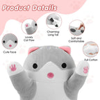 USB Heated Cat Plush Pillow for Hand Warming and Relaxation