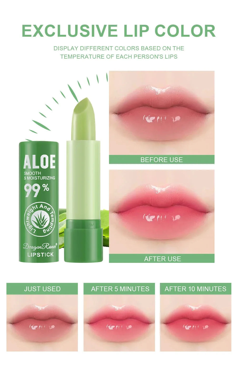 Temperature-Sensitive Aloe Vera Color-Changing Lip Oil