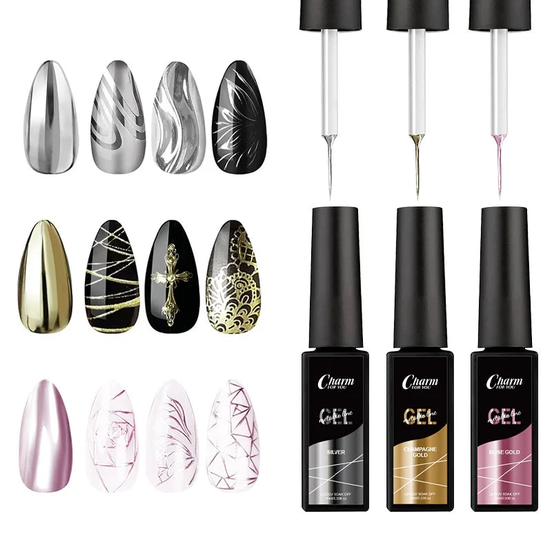 Metallic Liner Gel Polish for French Manicure Art
