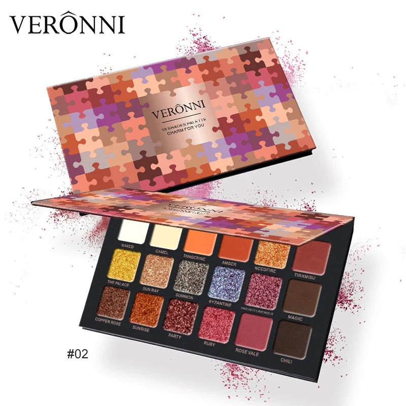 18-Color Waterproof Long-Lasting Eyeshadow Palette - 23