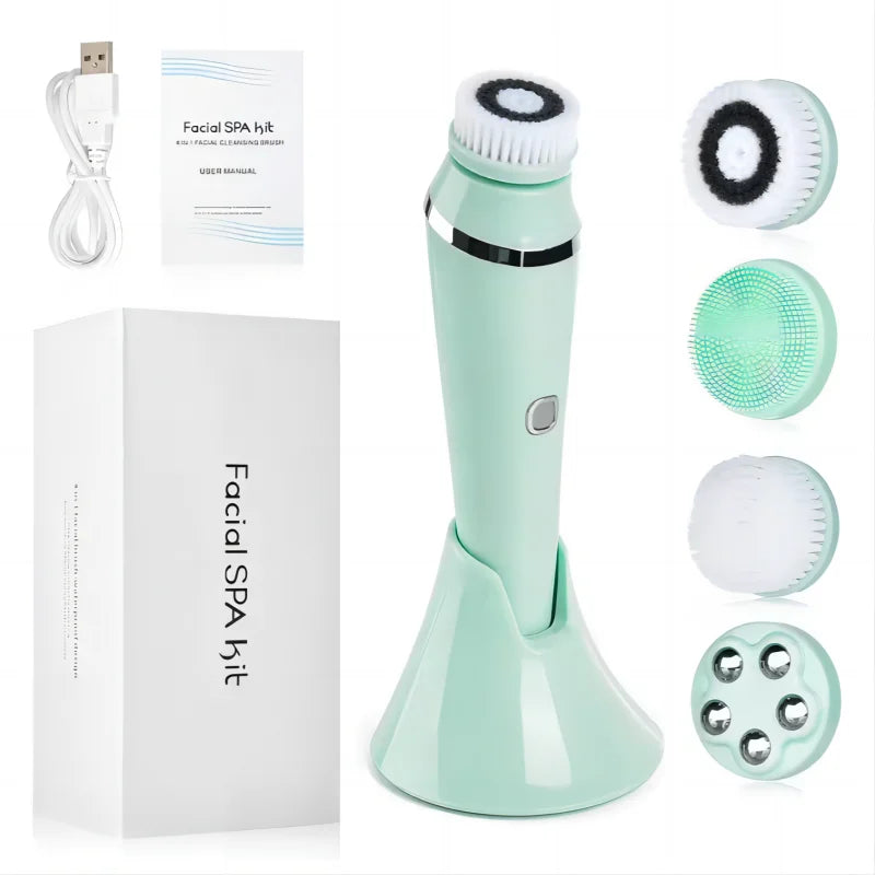 4-in-1 Electric Facial Cleansing Brush and Massager