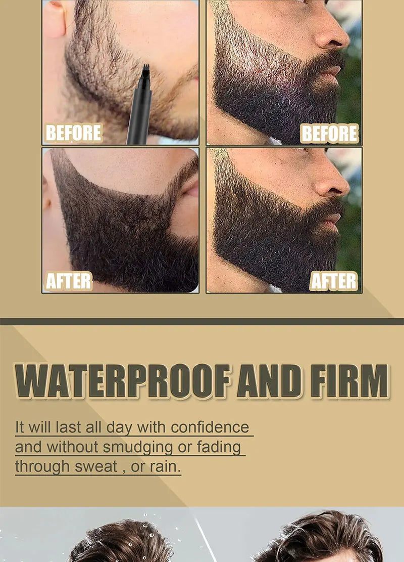 Waterproof Beard Filling Pen and Brush Set