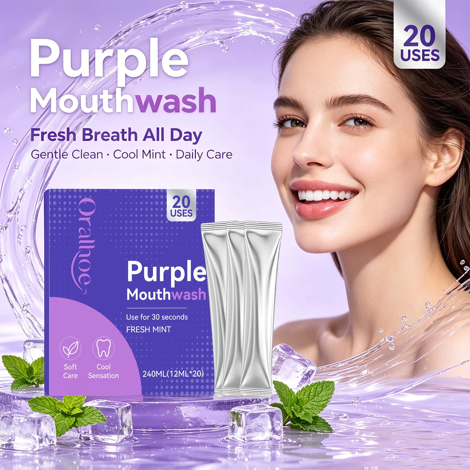 Portable Travel Mouthwash Sachets for Fresh Breath - 6