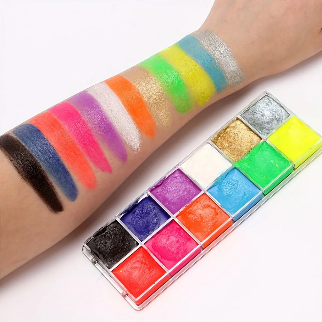 12-Color UV Luminous Face and Body Paint Palette