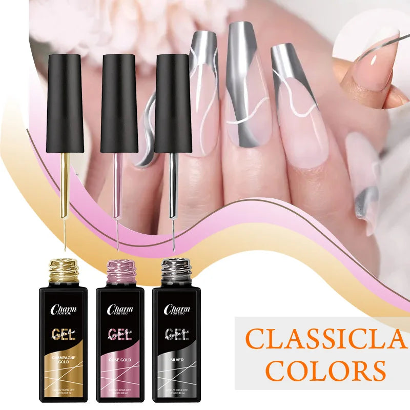 Metallic Liner Gel Polish for French Manicure Art