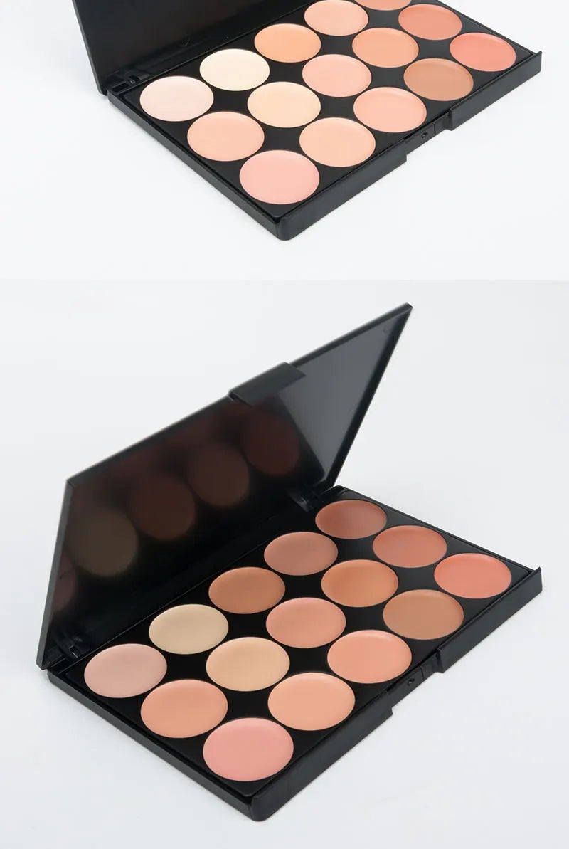 15-Color Professional Face Concealer Palette for Flawless Skin