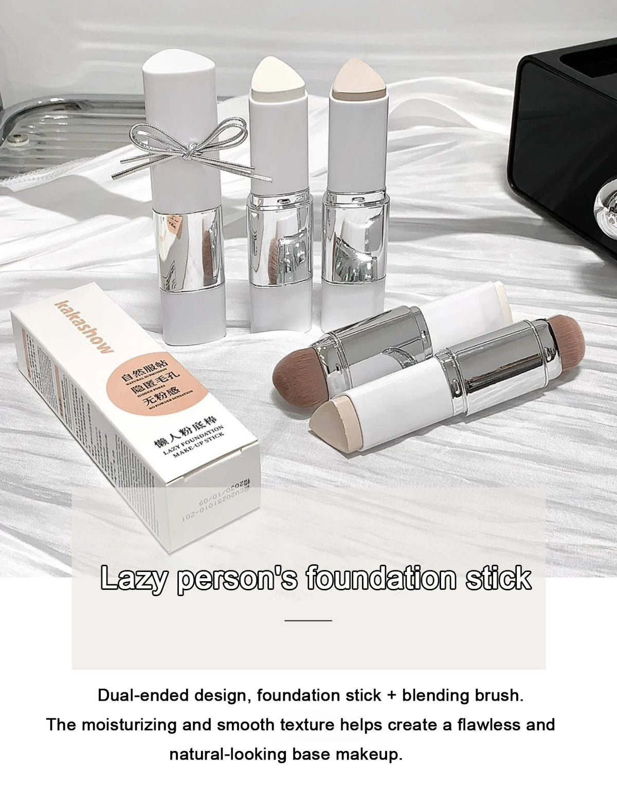 Dual-Ended Foundation Stick with Built-in Blending Brush