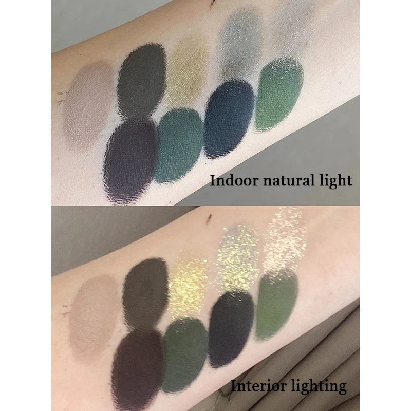 9-Color Olive Green Smokey Eyeshadow Palette - 4