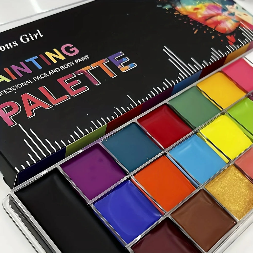 20-Color Professional Face and Body Paint Palette with Brushes