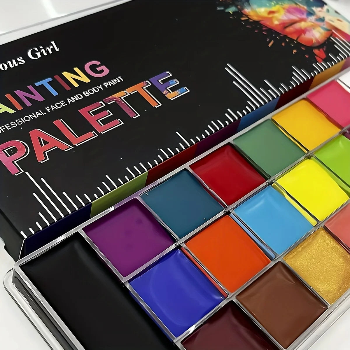 20-Color Professional Face and Body Paint Palette with Brushes
