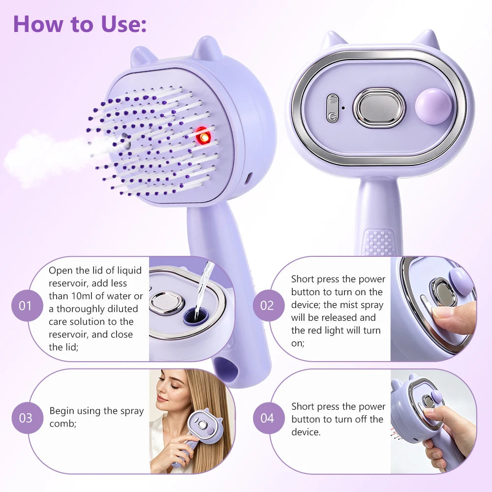 3-in-1 Hydrating Steam Hair Brush and Scalp Massager - 15