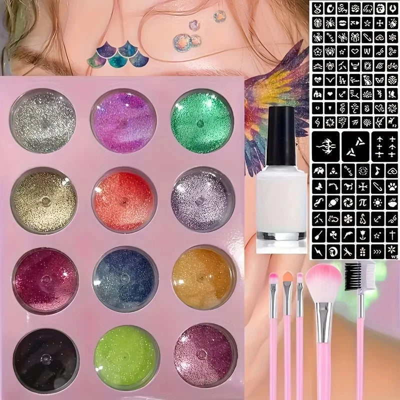 DIY Glitter Temporary Tattoo and Body Art Kit