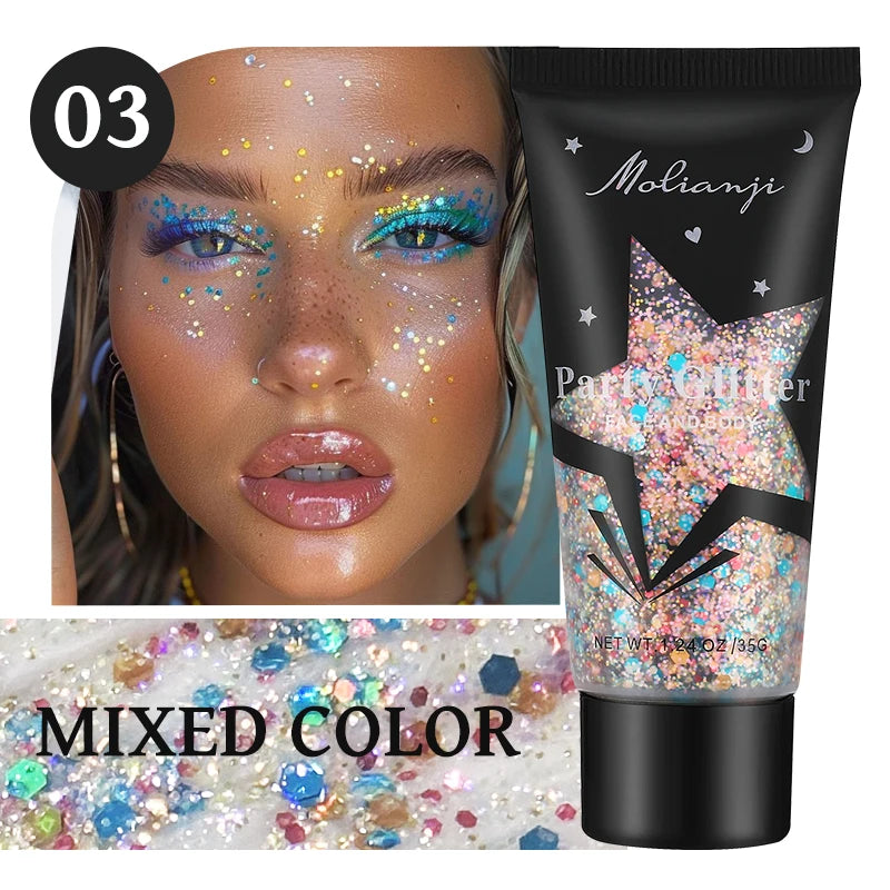 Waterproof Face and Body Glitter Gel for Parties