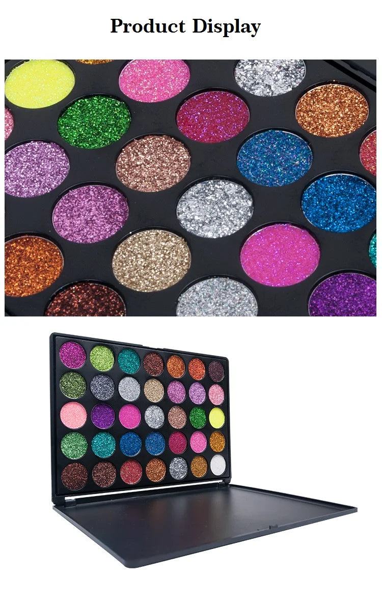35-Color Professional Shimmer & Glitter Eyeshadow Palette